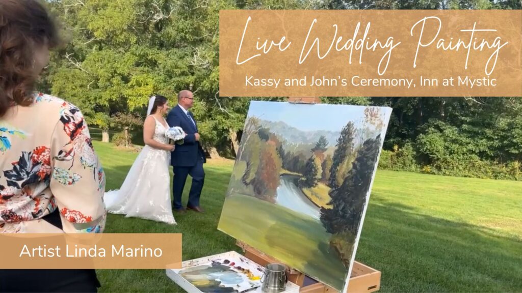 cover for youtube video of Live Wedding Painting by Linda Marino