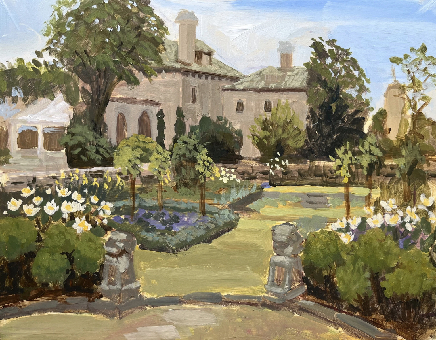 Painting of Harkness Garden at Harkness Park in Waterford CT