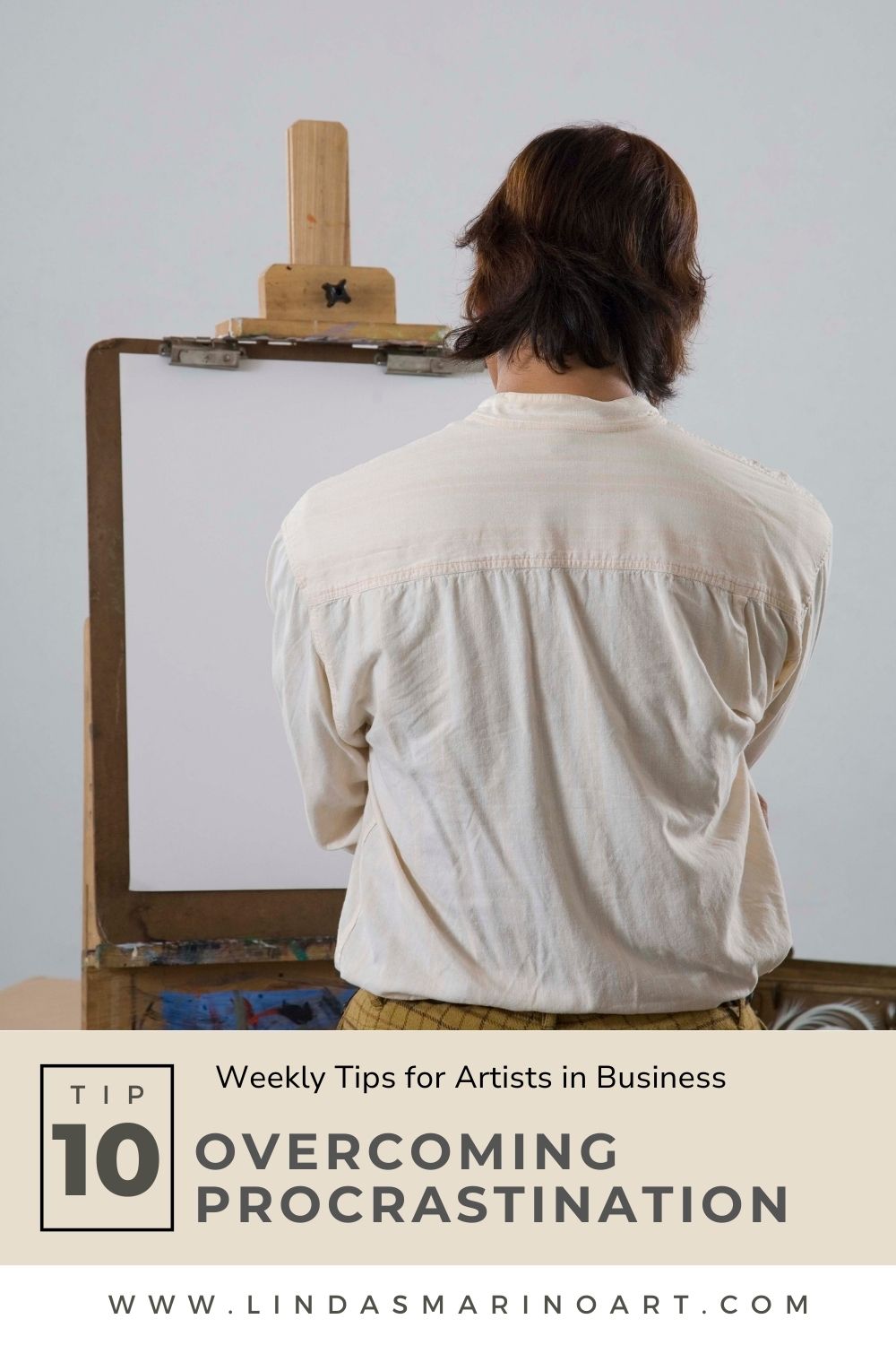 Artist at blank canvas Overcoming Procrastination