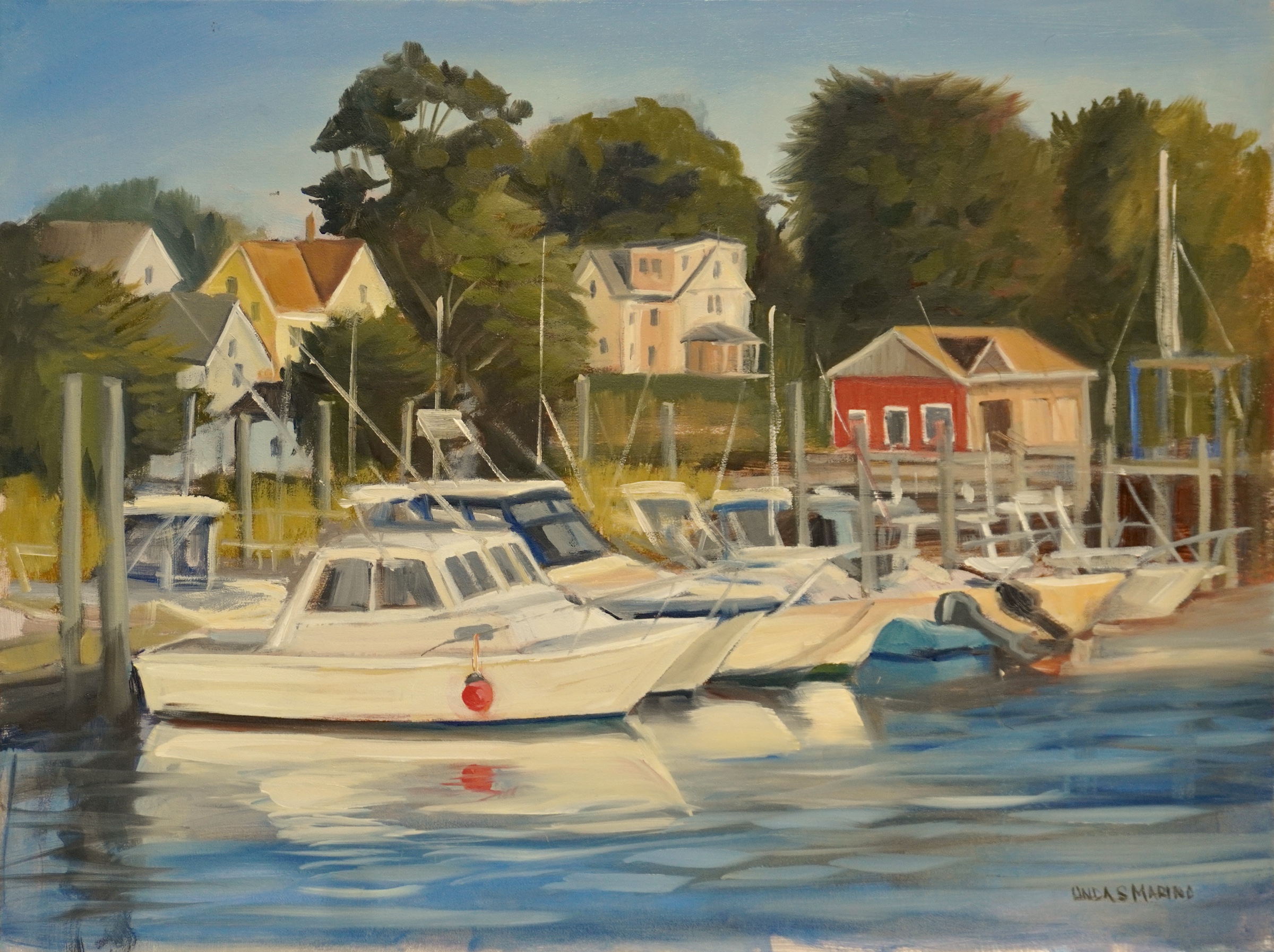 Golden Hour Branford River oil painting by Linda Marino